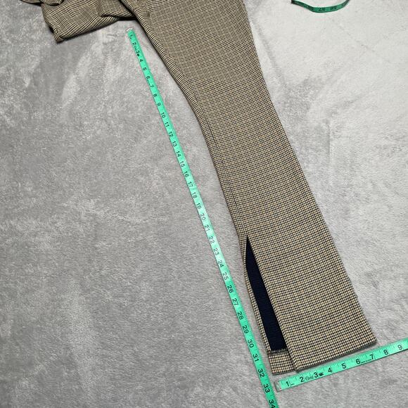 A.L.C. Pants Womens 2 Tan Edwin Plaid Split Hem Trouser Academia Preppy Classic - Picture 8 of 9